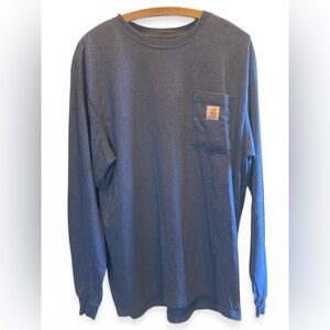 Carhartt Men’s Large Blue Original Fit Long Sleeve Shirt Pocket Workwear